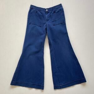 Vintage 70's Blue Bellbottom Pants / Petite / Size 30"W  / Cotton Flares Juniors